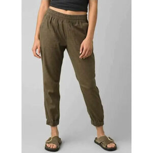 Prana Women's Mantra Joggers XS Hemp Pull On Pants Drawstring Elastic Waist Crop
